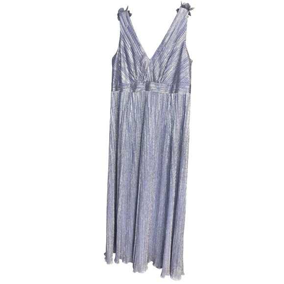 Xscape Dress Kennedy Rosette Shoulder Metallic Pleated Purple Gown Formal 18W - Picture 2 of 8